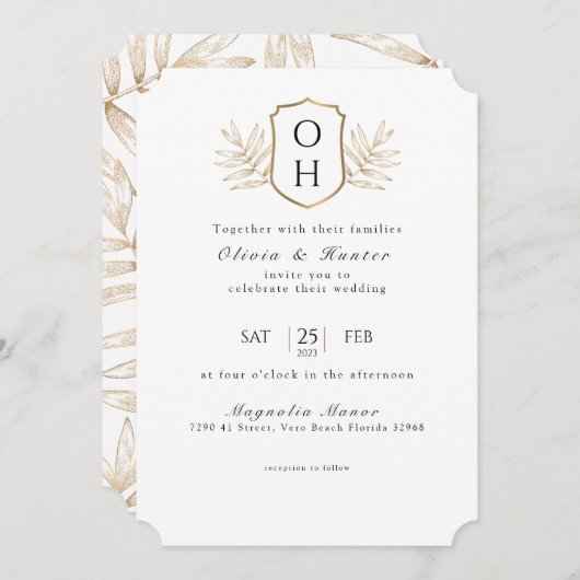 トロピエレガントカルパーム離れ結婚式招待状 招待状 (正面/裏面)