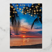 トロピエレガントカルビーチサマー結婚ズ実在の 箔招待状 (裏面)