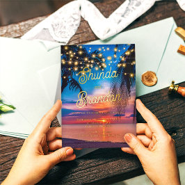 トロピエレガントカルビーチサマー結婚ズ実在の 箔招待状