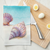 トロピエレガントカルビーチシーシェル真珠航海の キッチンタオル (四つ折り)