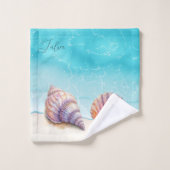 トロピエレガントカルビーチシーシェル真珠航海の バスタオルセット (ウォッシュタオル)