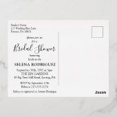 トロピエレガントカルブライダルシャワーブラック&金ゴールド 箔招待状ポストカード (裏面)