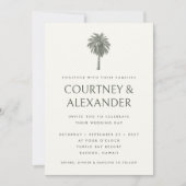トロピエレガントカルヴィンテージパーム結婚ズ 招待状 (正面)