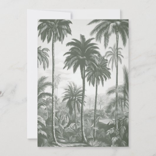 トロピエレガントカルヴィンテージパーム結婚ズ 招待状 (裏面)