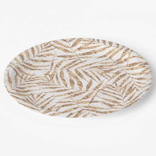 トロピエレガントカル金ゴールドパ葉ーム ペーパープレート (アングル)