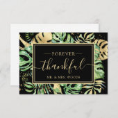 トロピエレガントカル金ゴールド&ブラックウェディングシャワー感謝してい サンキューカード (正面/裏面)