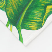 トロピエレガントカーナ金ゴールド葉イラストレーション フリースブランケット (角)