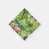 トロピエレガントックグリーン葉フローラ水の色 スタンダードカクテルナプキン (角)
