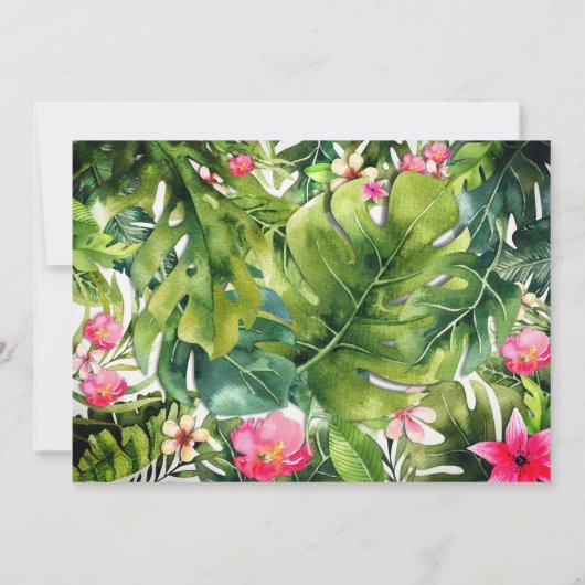 トロピエレガントックグリーン葉フローラ水の色 招待状 (裏面)