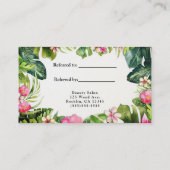 トロピエレガントック緑の葉フローラが友人を参照 紹介カード (裏面)