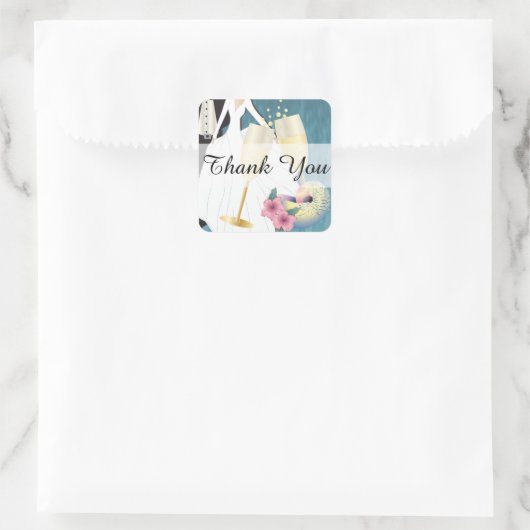 トロピエレガントッ結婚カル夫婦 |ありがとうございます スクエアシール (バッグ)