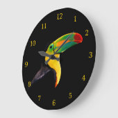 トロピカカラフルルバードブラックイエローグリーントゥカン ラージ壁時計 (傾斜)