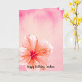 トロピカガーリールピンク桃ハイビスカスフラワー カード (黄色い花)