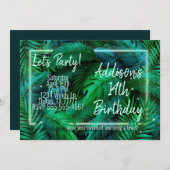 トロピカモダンルパーティの招待状 – ネオンルアウ(ハワイ式宴会) 招待状 (正面/裏面)