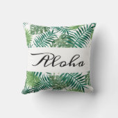 トロピカモダンルパーム葉ズグリーンアロハ クッション (裏面)