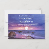 トロピカモダンルビーチサンドサンセットシー結婚カード 招待状 (正面)