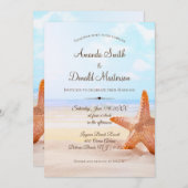 トロピカモダンルビーチヒトデ結婚式招待状 招待状 (正面/裏面)