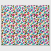 トロピカラフルカルウォーター色フローラハワイアン ラッピングペーパー (フラット)