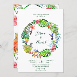 トロピカラフルカルウォーター色フローラリース 招待状
