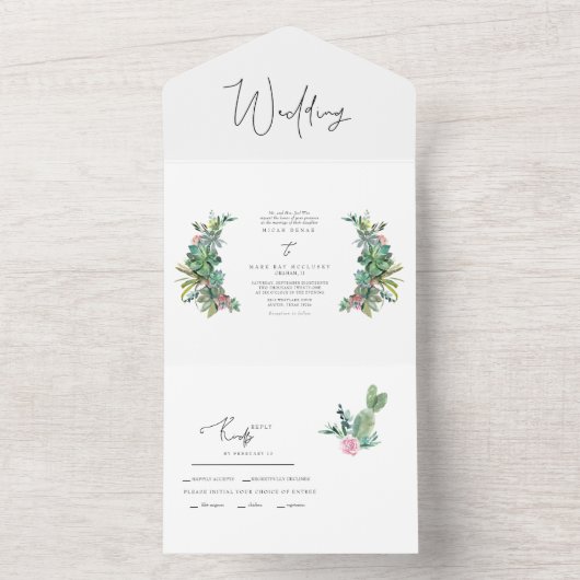 トロピカラフルカルサボテンの全結婚体 オールインワン招待状 (内側)