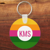 トロピカラフルカルストライプ・モノグラムイニシャル キーホルダー (裏面)