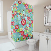 トロピカラフルカルフォークアートフローラ シャワーカーテン (インサイチュ)