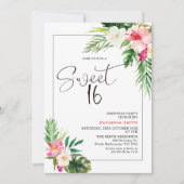 トロピカラフルカルフローラサマースイート16誕生日 招待状 (正面)