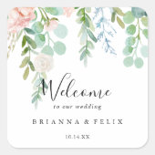 トロピカラフルカルフローラ結婚の歓迎 スクエアシール (正面)