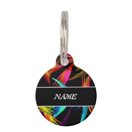 トロピカラフルカルメッシーブラックパーソナライズされたベース ペット　ネームタグ