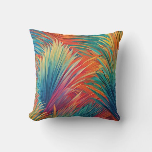 トロピカラフルカル離れのヤシの数々の葉色 クッション (正面)
