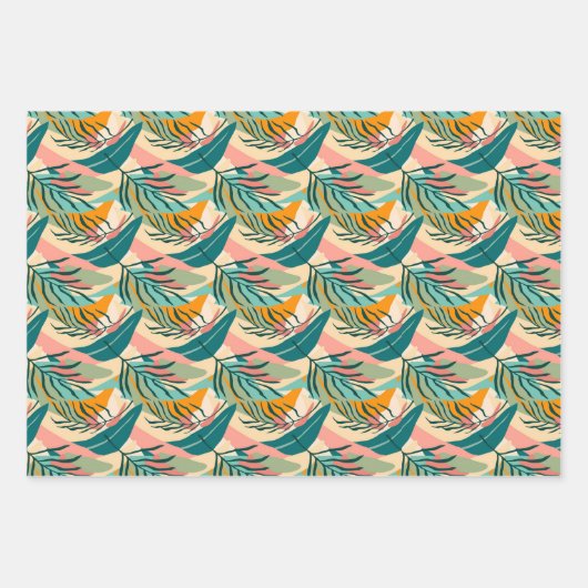 トロピカラフルカル：揺れる手のひらのラッピング紙 ラッピングペーパーシート (正面)