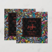 トロピカラフルックフローラ誕生日招待状 招待状 (正面/裏面)