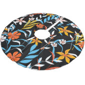 トロピカラフルッ離れク：暗い背景のパターン ブラッシュドポリエステルツリースカート (アングル)