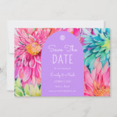 トロピカラフルモダンカルフローラ結婚の写真 セーブザデート (正面)