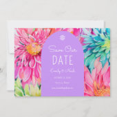 トロピカラフルモダンカルフローラ結婚の写真 セーブザデート (正面)