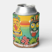 トロピカルおもしろいな夕日と名前を持つティキ顔 缶クーラー (缶正面)