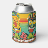 トロピカルおもしろいな夕日と名前を持つティキ顔 缶クーラー (缶裏面)