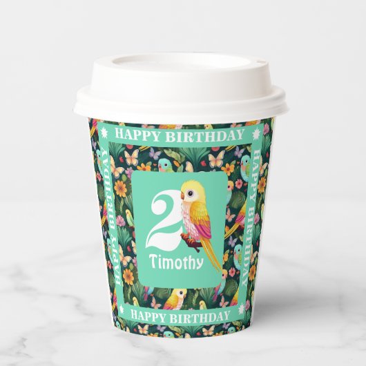 トロピカルおもしろいの誕生日カラフル: 紙コップ (正面)