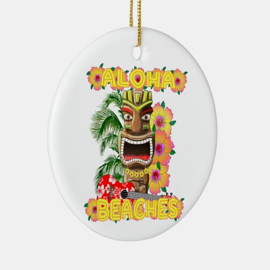 トロピカルおもしろいアロハビーチハワイアンティキ セラミックオーナメント (右)