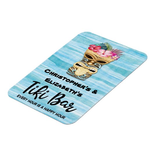 トロピカルおもしろいティキバーモノグラムのクルーズシップ マグネット (左側)