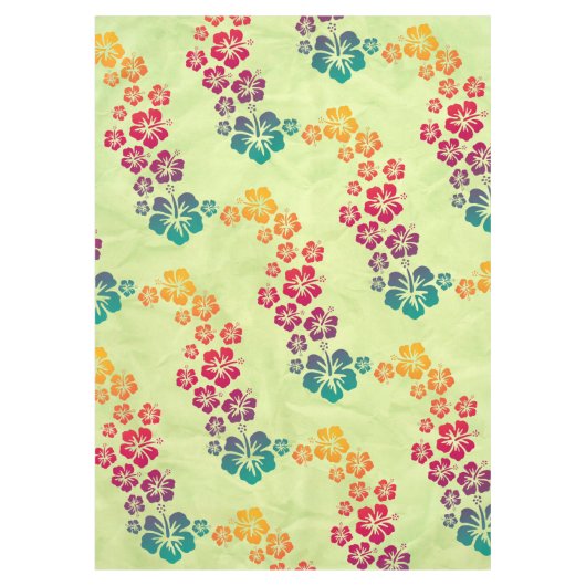 トロピカルおもしろいハイビスカス開花+あなたの背景 テーブルクロス (正面)