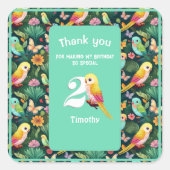 トロピカルおもしろいパーソナライズされた: 2回目の誕生日ありがとう スクエアシール (正面)