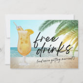 トロピカルおもしろいビーチ結婚式日付を保存 案内状 (正面)