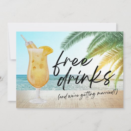 トロピカルおもしろいビーチ結婚式日付を保存 案内状 (正面)