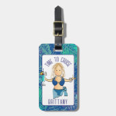 トロピカルおもしろい水着クルーズ用の漫画 ラゲッジタグ (正面縦)