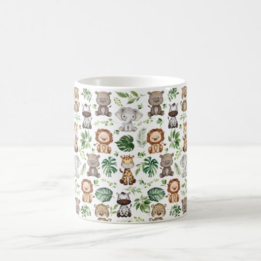 トロピカルお洒落ジャングルサファリ野生動物 コーヒーマグカップ (中央)