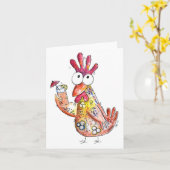 トロピカルお洒落ドリンクのかわいいチキン カード (黄色い花)