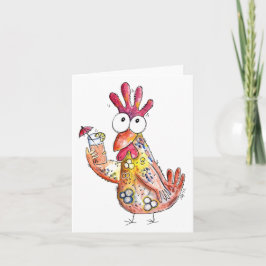 トロピカルお洒落ドリンクのかわいいチキン カード