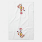 トロピカルお洒落ドリンクのかわいいチキン キッチンタオル (縦)