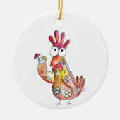 トロピカルお洒落ドリンクのかわいいチキン セラミックオーナメント (正面)